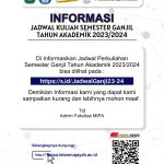 [INFO] Jadwal Perkuliahan Semester Ganjil TA. 2023/2024