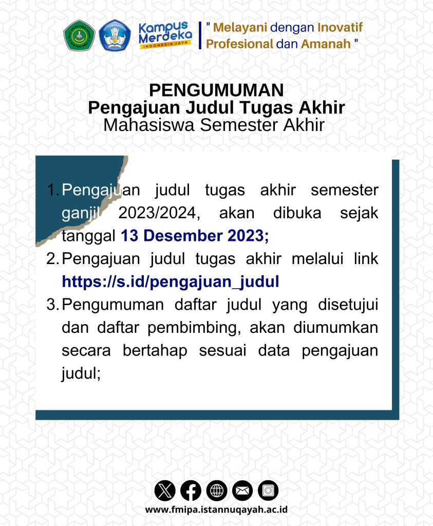 [INFO] Pengajual Judul TA, Pendaftaran Ujian Proposal dan Sidang Skripsi